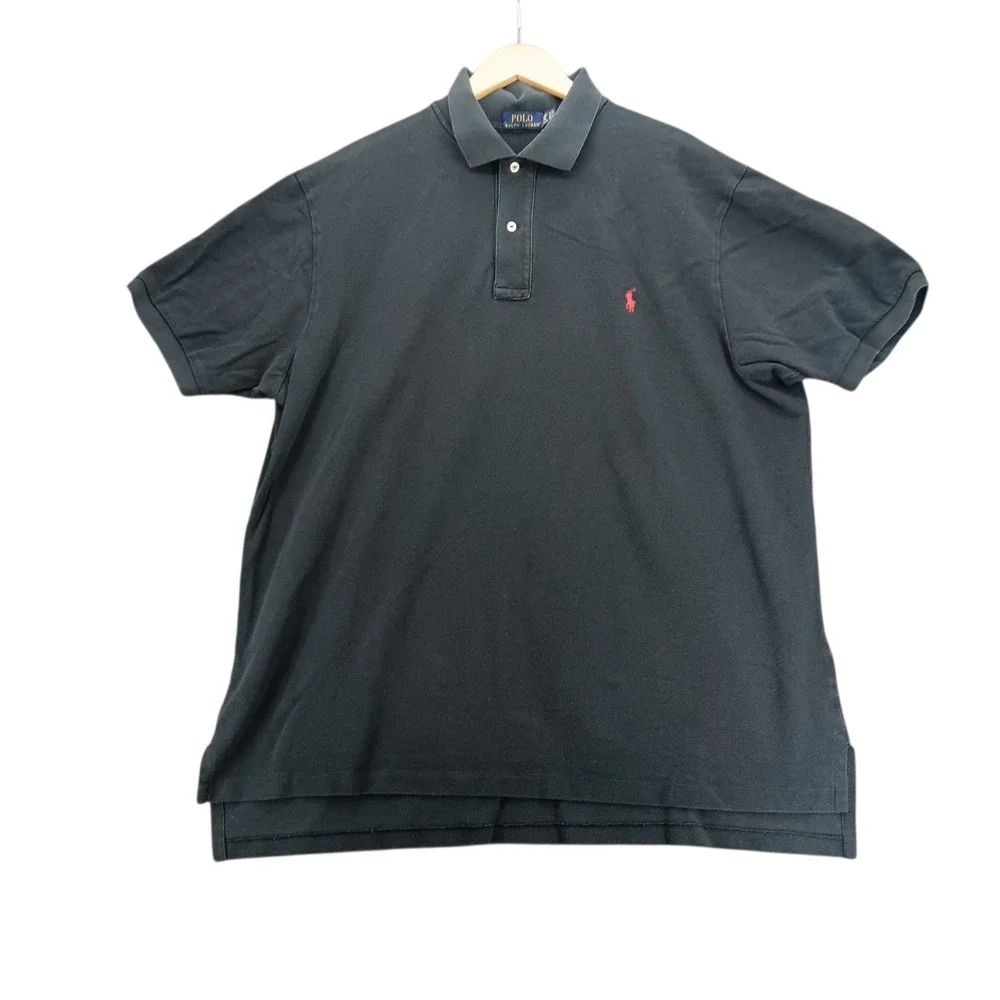 Polo Ralph Lauren Polo Shirt‎ Men's 2XLT Black Red Pony Logo Short Sleeve Cotton
